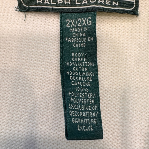 Lauren Ralph Lauren Active  Women's Hooded Zip Up Sweater Navy White Sz 2X NEW - Picture 10 of 11